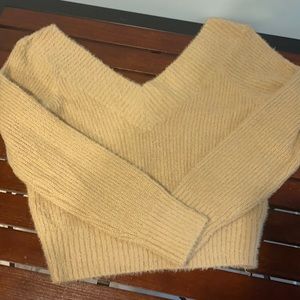 Off the shoulder adorable and so soft crop sweater!